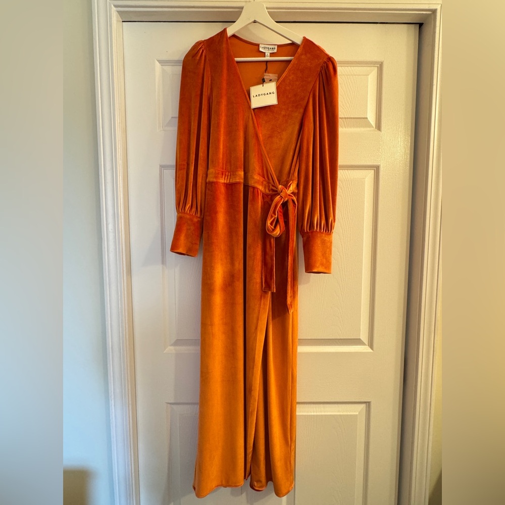 Velvet “Fake Rich” Orange Maxi Dress
